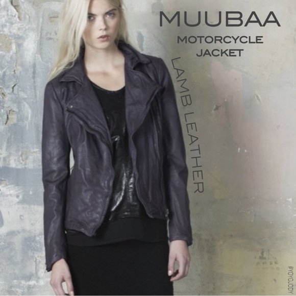 MUUBAA Pola Gray Leather Motorcycle Jacket - Picture 2 of 12